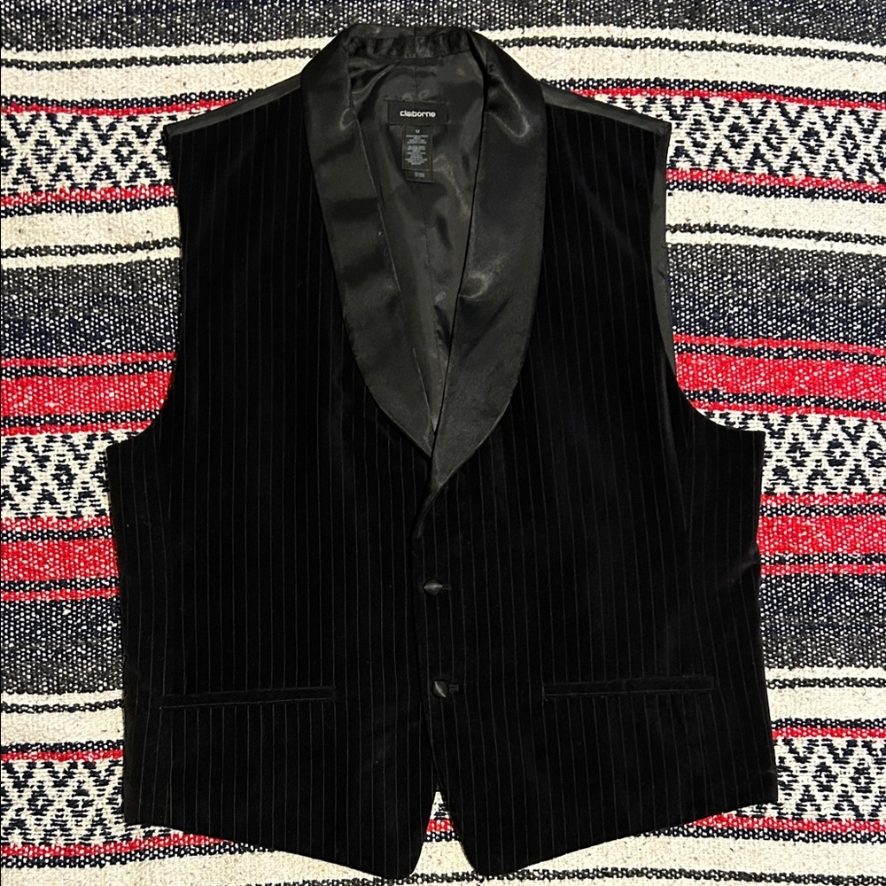 Claiborne Black Striped Vest